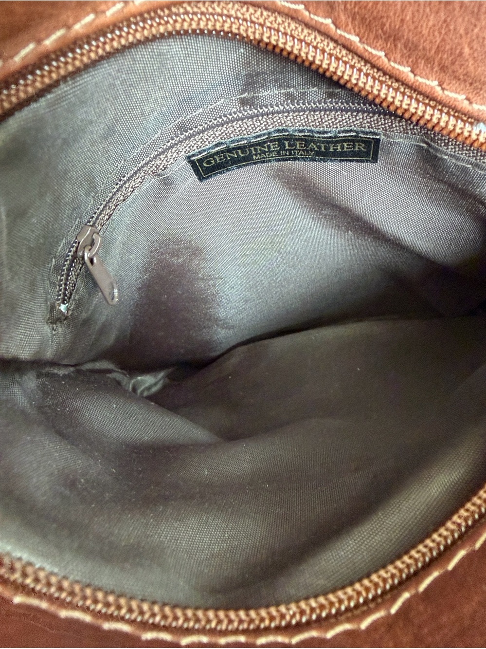 Vintage Italian genuine leather crossbody purse brown minimalist shoulder bag - Picture 9 of 9